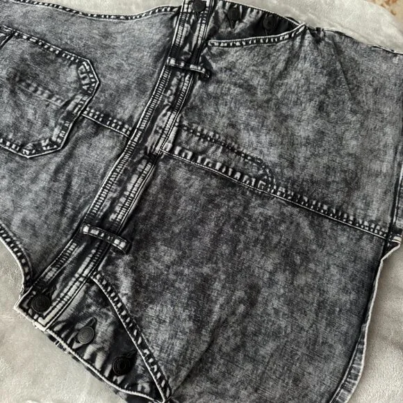 Like New Forever 21 Black Acid Wash Overall Dress Sz 31 - Picture 4 of 7
